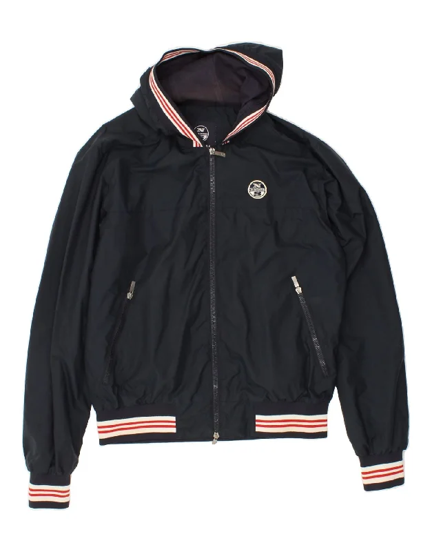 Active Styles NORTH SAILS Mens Hooded Bomber Jacket UK 40 Large Navy Blue Polyamide