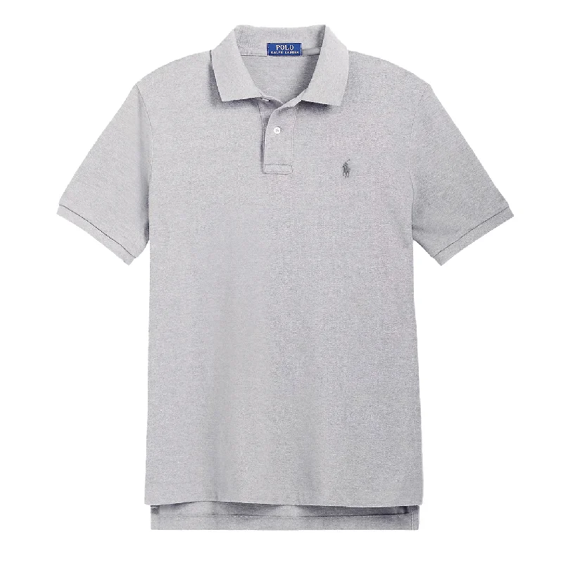 Sports Gear Polo Ralph Lauren Custom Slim Fit Mesh Polo Shirt Steel Heather