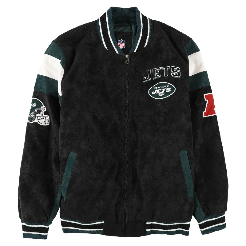 Active Wear G-III Sports Mens New York Jets Varsity Jacket, Black, X-Large