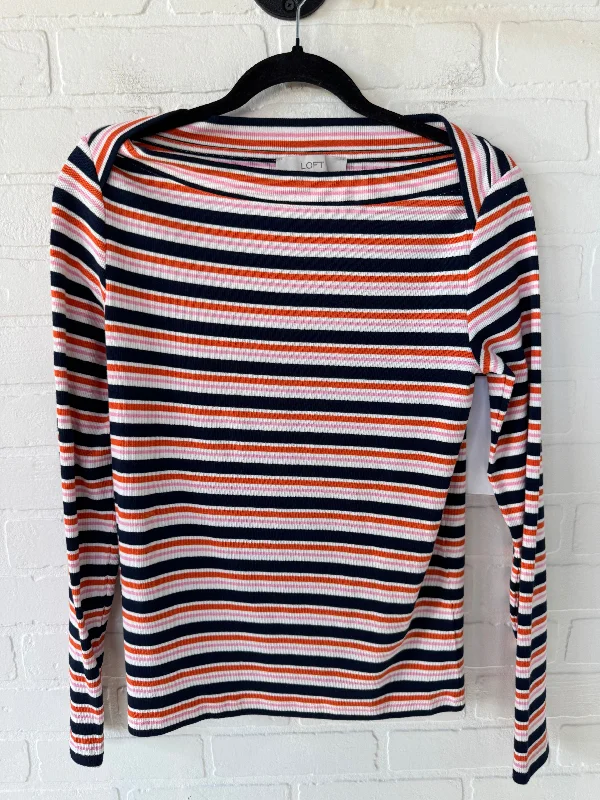 Cozy Jackets Top Long Sleeve By Loft In Striped Pattern, Size: M