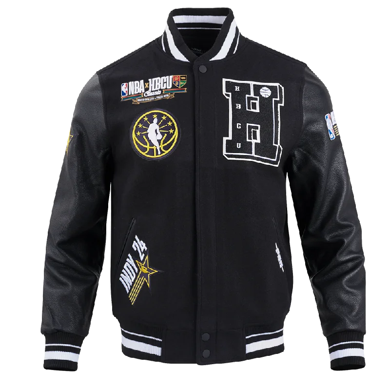 Casual Fits HBCU X NBA ALL STAR 2024 MEN'S RIB WOOL VARSITY JACKET (BLACK)