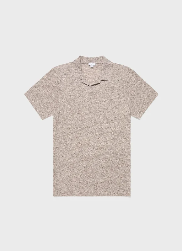 Smart Suits Men's Linen Polo Shirt in Oatmeal Melange
