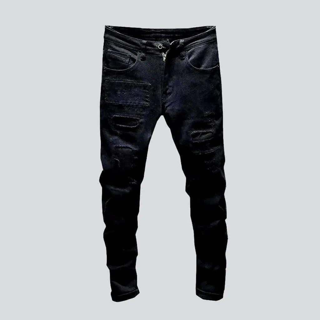Cool Jackets Black distressed jeans for men