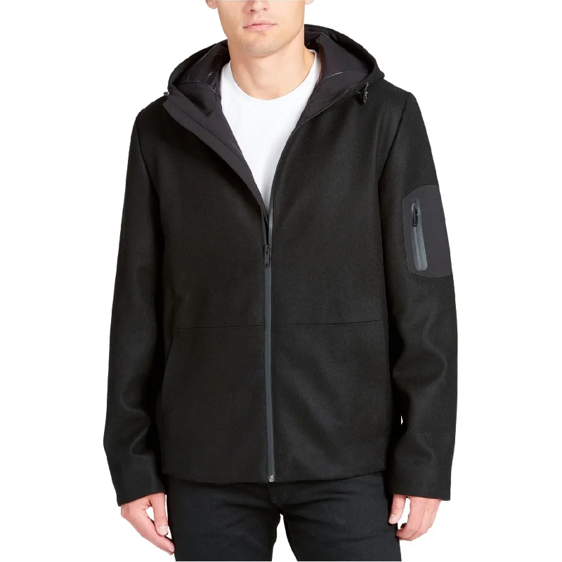 Cool Jackets DKNY Mens Mixed-Media Coat, Black, X-Large (Regular)