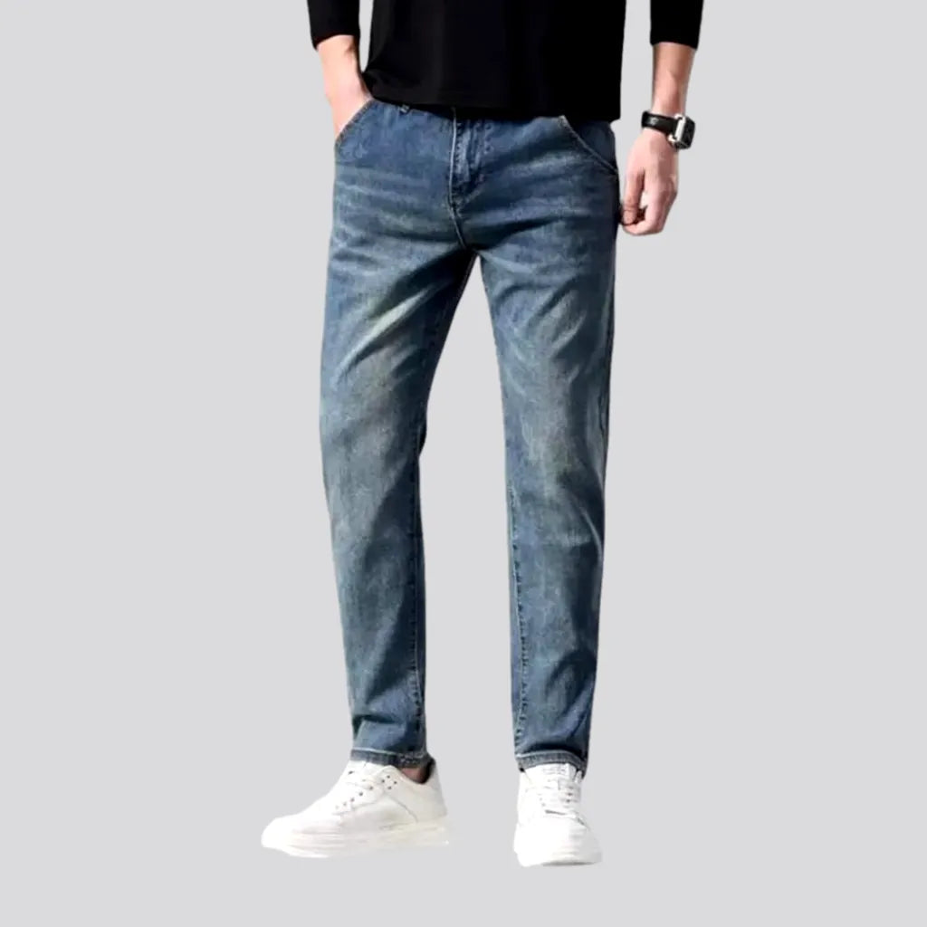 Premium T-shirts Elastic mid waist men's jeans