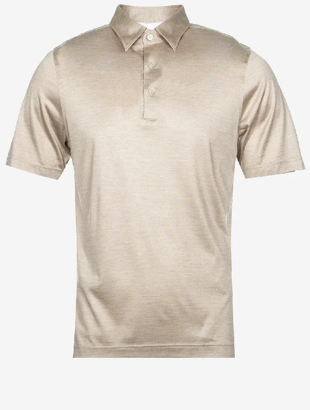 Fashion Tops Silk Polo Beige