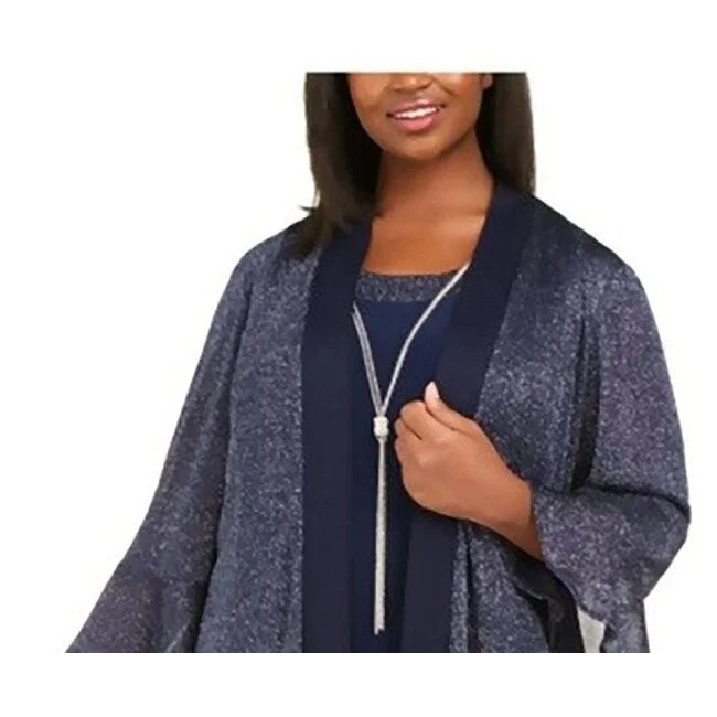 Active Wear R & M Richards Women's Plus Size Necklace Dress & Sparkle Jacket Blue Size 14