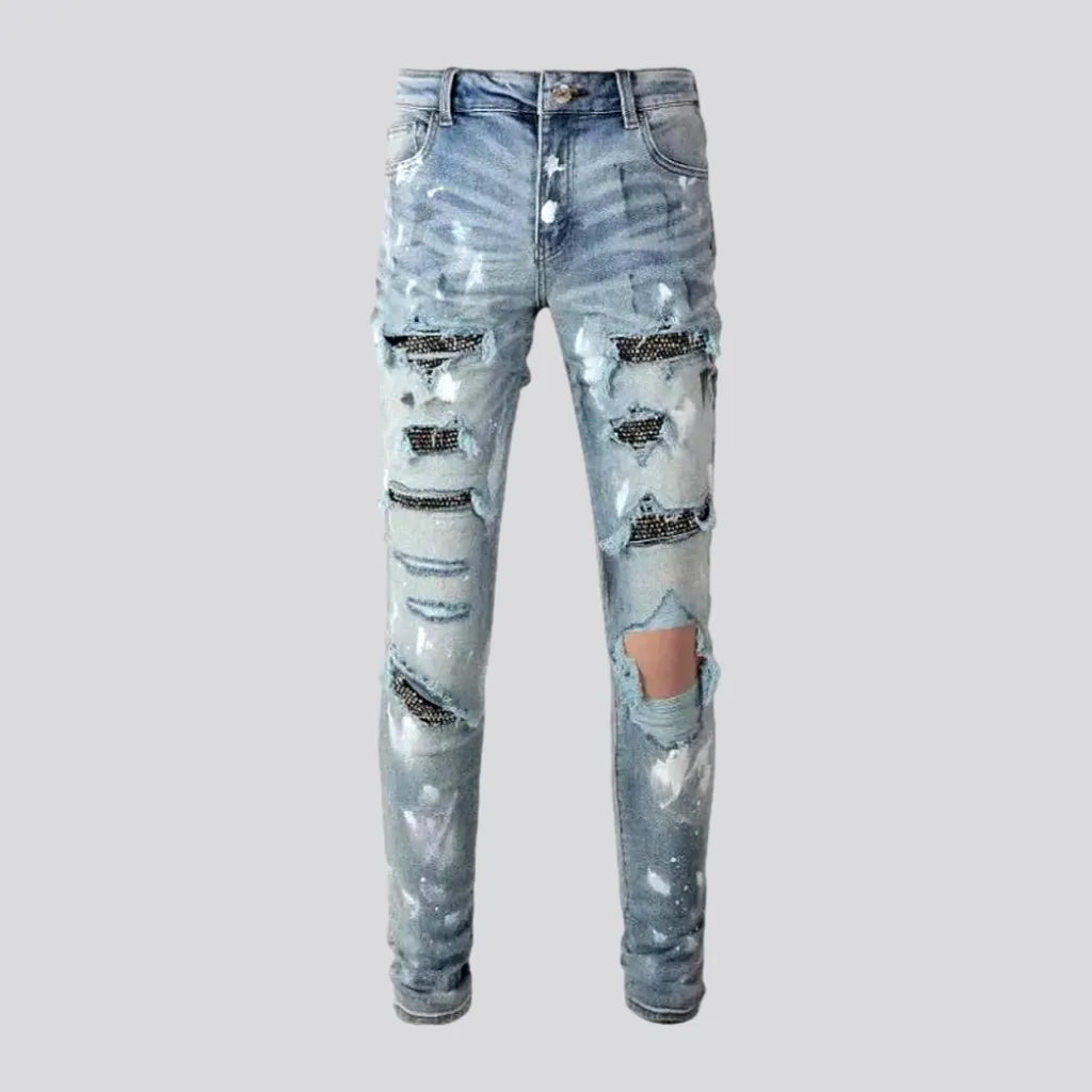 Formal Casuals Tight men's frayed jeans