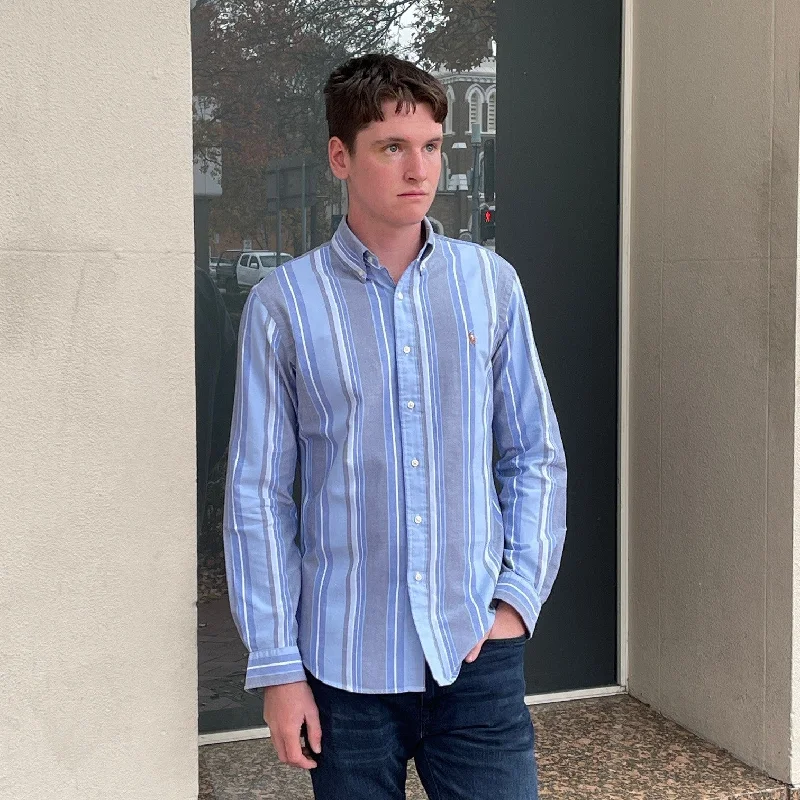 Formal Shirts Polo Ralph Lauren - Oxford Shirt - Stripe - Blue, Grey & White