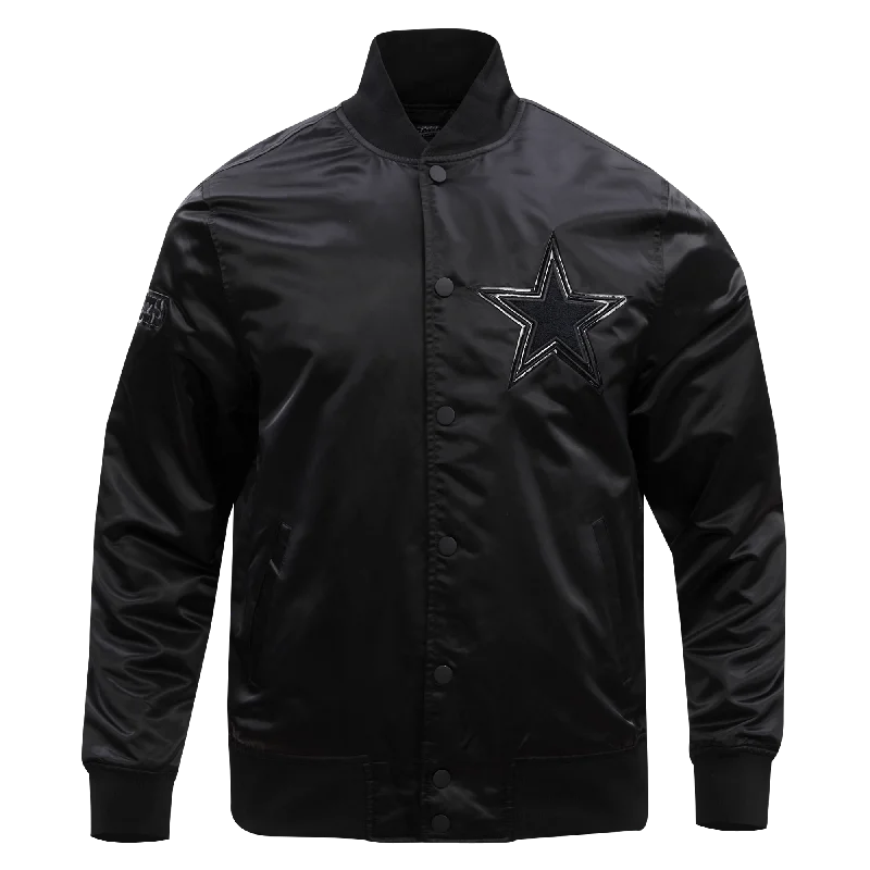 Trendy Pants NFL DALLAS COWBOYS TRIPLE BLACK MEN'S SATIN JACKET (BLACK)