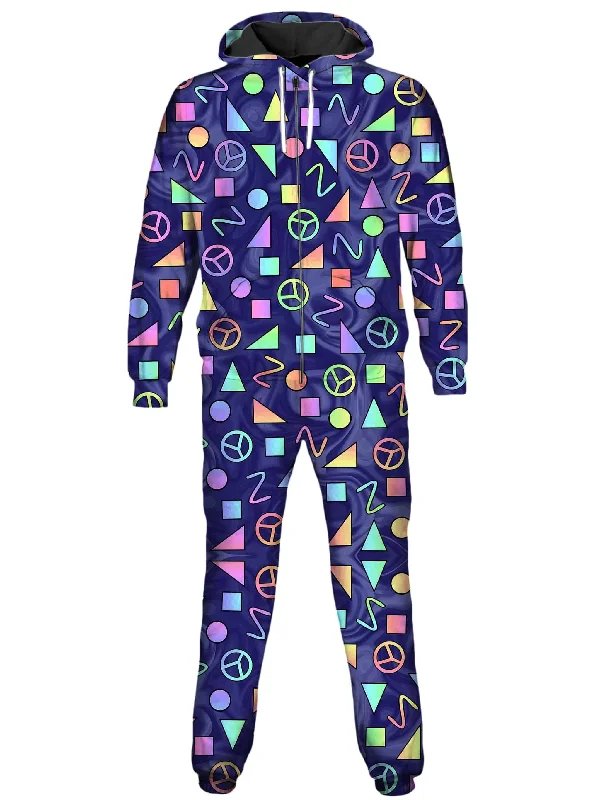 Designer Pieces Retro Shapes Peace Symbols Blue Onesie