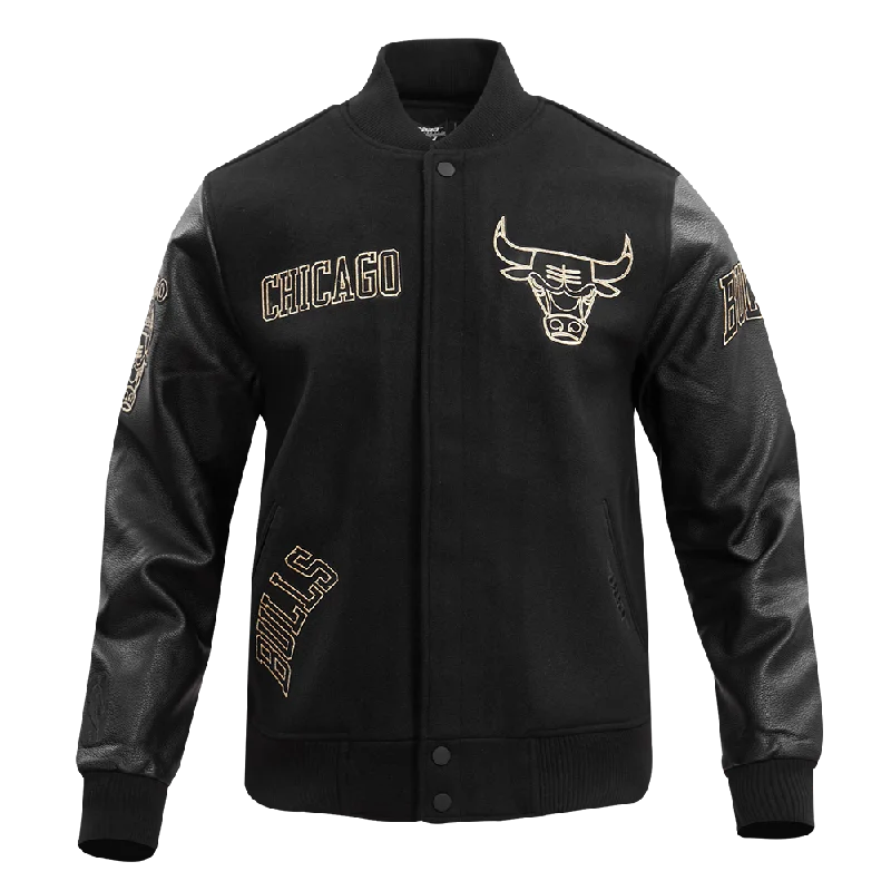Summer Trends NBA CHICAGO BULLS BLACK & GOLD MEN'S WOOL VARSITY JACKET (JET BLACK) Summer Trends NBA CHICAGO BULLS BLACK & GOLD MEN'S WOOL VARSITY JACKET (JET BLACK)