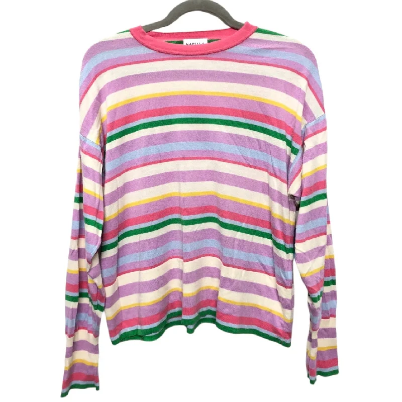 Stylish Jackets Top Long Sleeve By Cma In Purple & White, Size: L