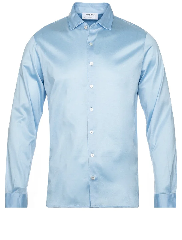 Fall Fashion Stretch Polo Jersey Shirt Blue