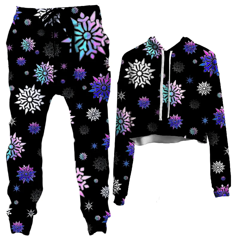 Fashion Jeans Festive Night Sky Crop Hoodie and Joggers Combo