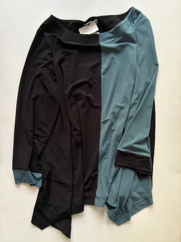 Trendy Apparel Top Long Sleeve By Terra In Black & Blue, Size: Xl