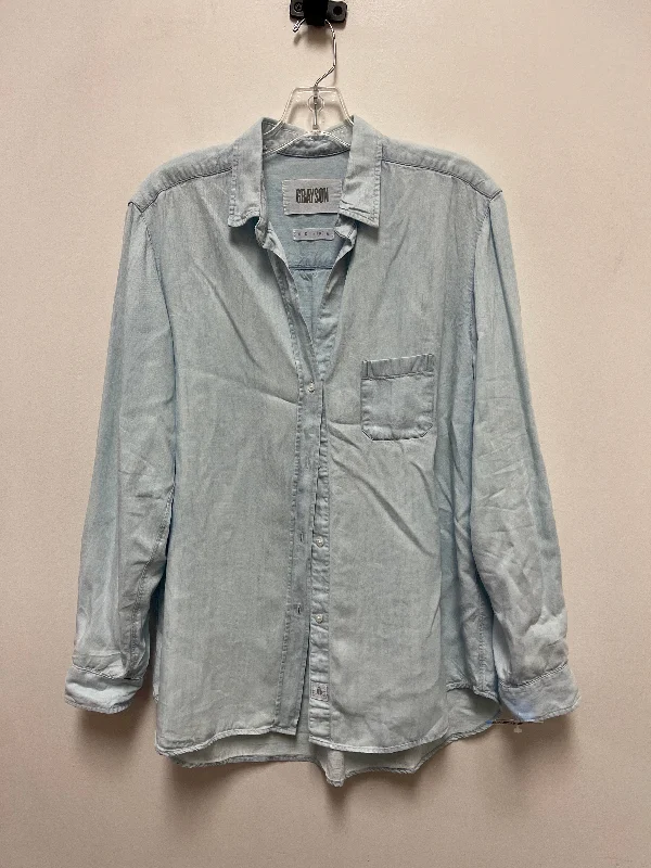 Fashion Jeans Top Long Sleeve By Grayson In Blue, Size: M