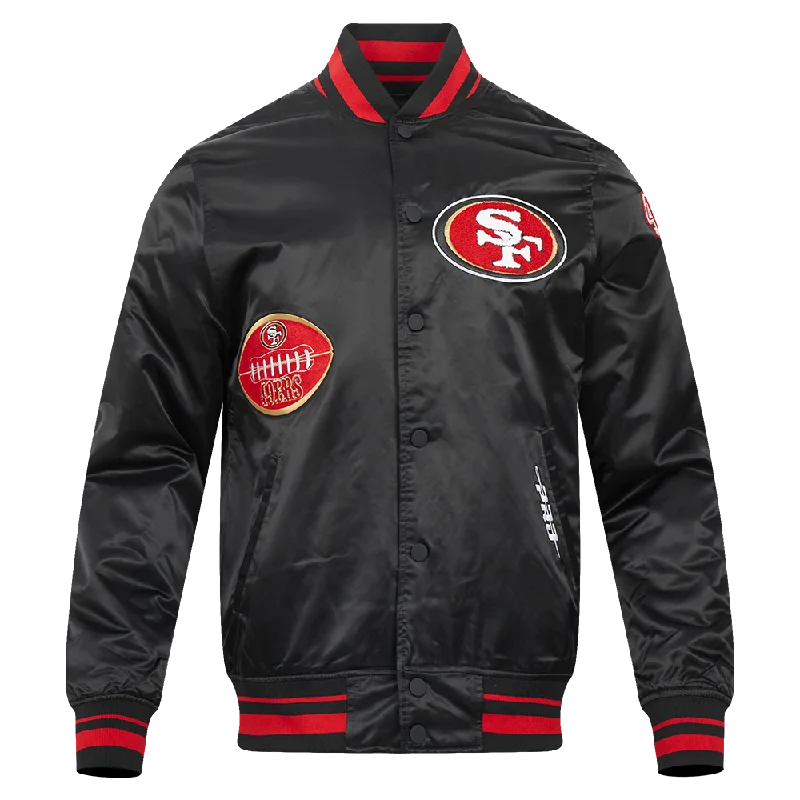 Fresh Outfit NFL SAN FRANCISCO 49ERS OLD ENGLISH MEN'S RIB SATIN JACKET (BLACK/RED/BLACK) Fresh Outfit NFL SAN FRANCISCO 49ERS OLD ENGLISH MEN'S RIB SATIN JACKET (BLACK/RED/BLACK)