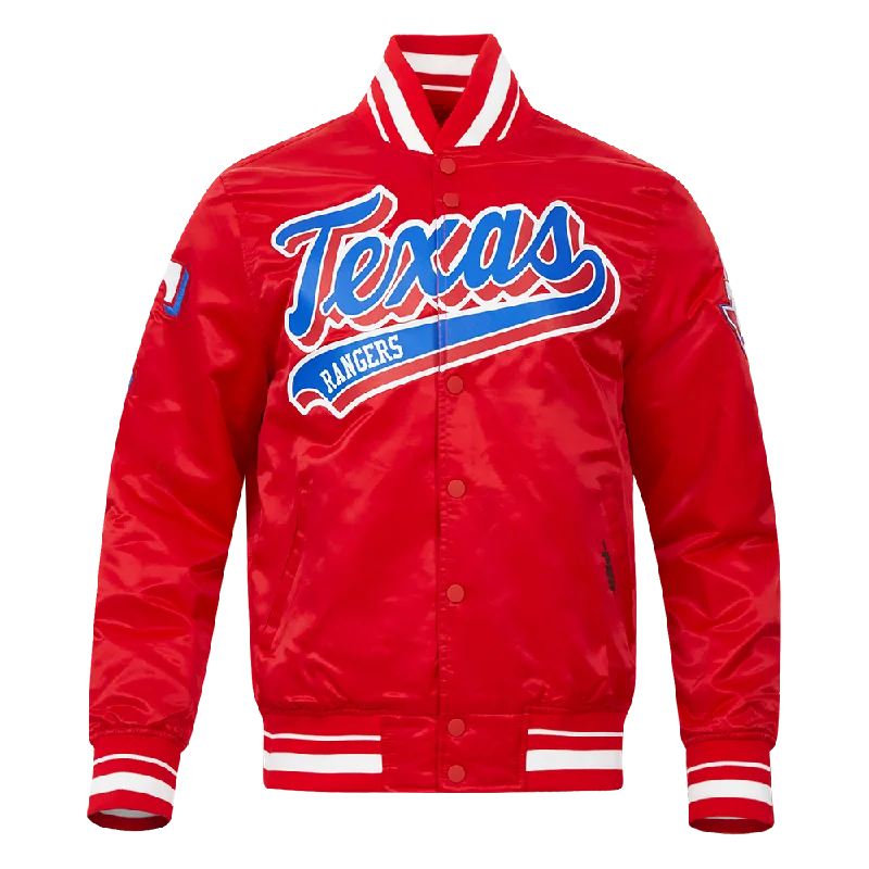 Fashionable Wear MLB TEXAS RANGERS SCRIPT TAIL MEN'S SATIN JACKET (RED)