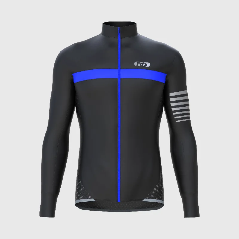 Active Wear Fdx All Day Men's & Boy's Blue Thermal Roubaix Long Sleeve Cycling Jersey
