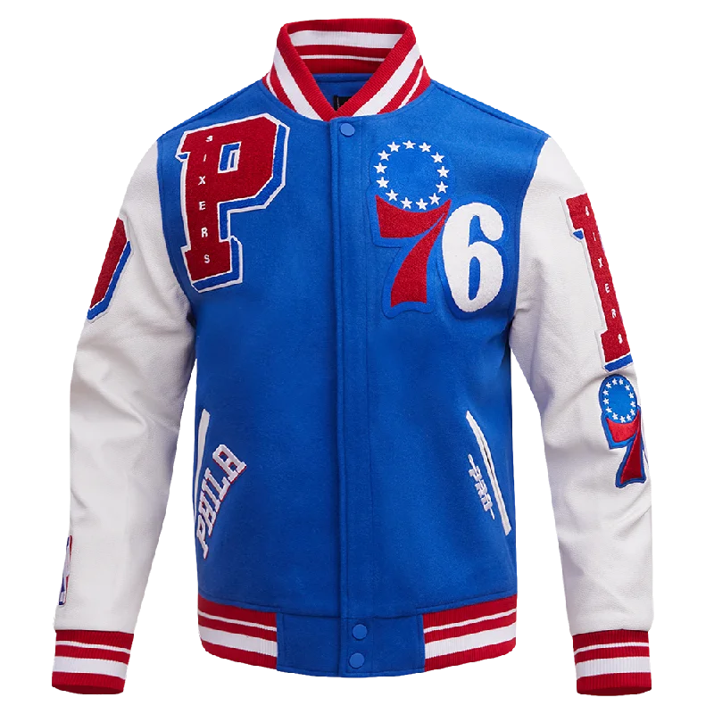 Cool Jackets NBA PHILADELPHIA 76ERS MASHUP MEN'S RIB WOOL VARSITY JACKET (ROYAL BLUE/RED) Cool Jackets NBA PHILADELPHIA 76ERS MASHUP MEN'S RIB WOOL VARSITY JACKET (ROYAL BLUE/RED)