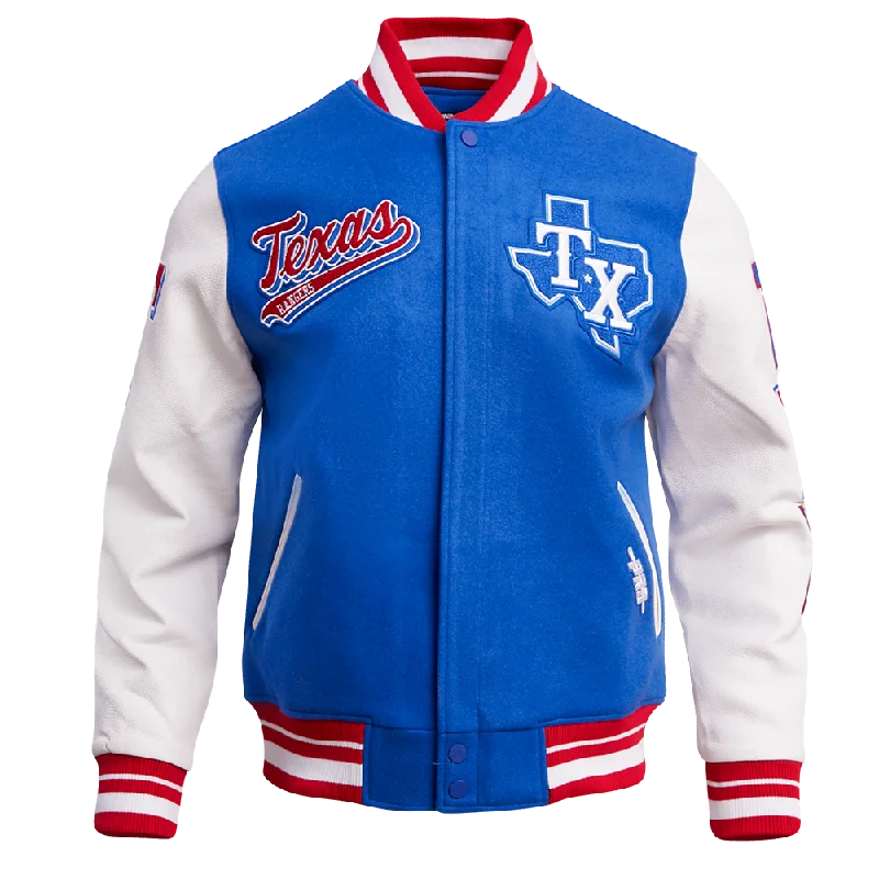 Premium Wardrobe MLB TEXAS RANGERS SCRIPT TAIL MEN'S RIB WOOL VARSITY (ROYAL BLUE/RED) Premium Wardrobe MLB TEXAS RANGERS SCRIPT TAIL MEN'S RIB WOOL VARSITY (ROYAL BLUE/RED)