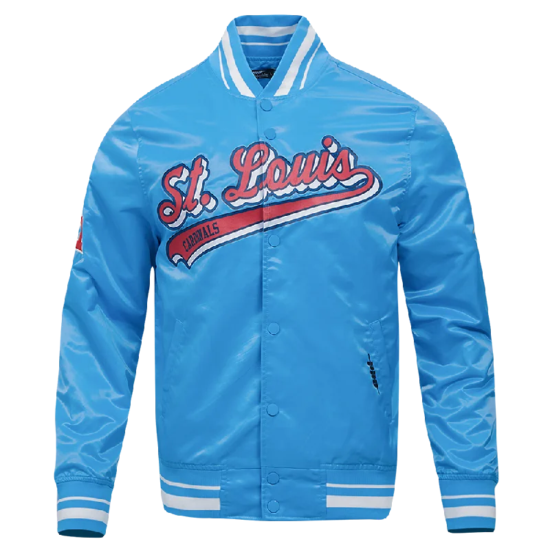 Sporty Jackets MLB ST. LOUIS CARDINALS SCRIPT TAIL MEN'S SATIN JACKET (UNIVERSITY BLUE) Sporty Jackets MLB ST. LOUIS CARDINALS SCRIPT TAIL MEN'S SATIN JACKET (UNIVERSITY BLUE)