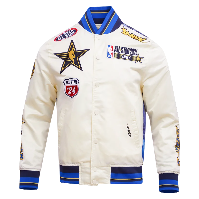 Relaxed Jackets NBA ALL STAR GAME 2024 MEN'S SATIN JACKET (EGSHELL/MIDNIGHT NAVY/ROYAL BLUE) Relaxed Jackets NBA ALL STAR GAME 2024 MEN'S SATIN JACKET (EGSHELL/MIDNIGHT NAVY/ROYAL BLUE)