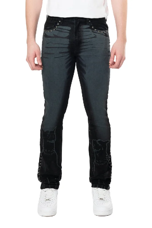 Sleek Tops Smoke Rise Men's Color Flocked Jean