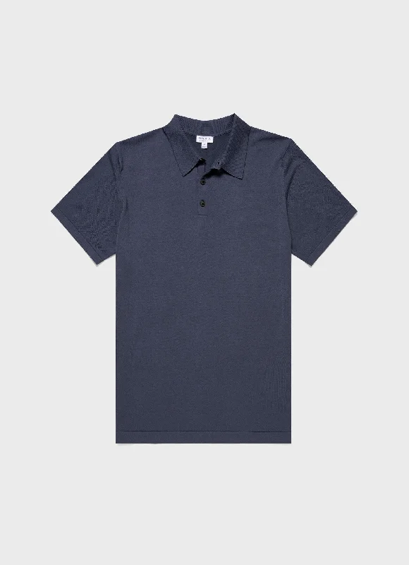 Fashion Pants Men's Sea Island Cotton Polo Shirt in Slate Blue