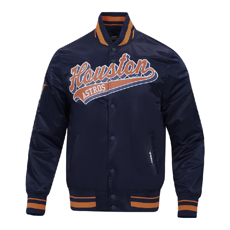 Versatile Wear MLB HOUSTON ASTROS SCRIPT TAIL MEN'S SATIN JACKET (MIDNIGHT NAVY/ORANGE/MIDNIGHT NAVY) Versatile Wear MLB HOUSTON ASTROS SCRIPT TAIL MEN'S SATIN JACKET (MIDNIGHT NAVY/ORANGE/MIDNIGHT NAVY)