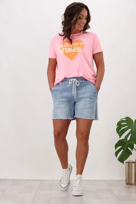Easygoing Wardrobe Shine On Label Billie Elasticated Denim Short
