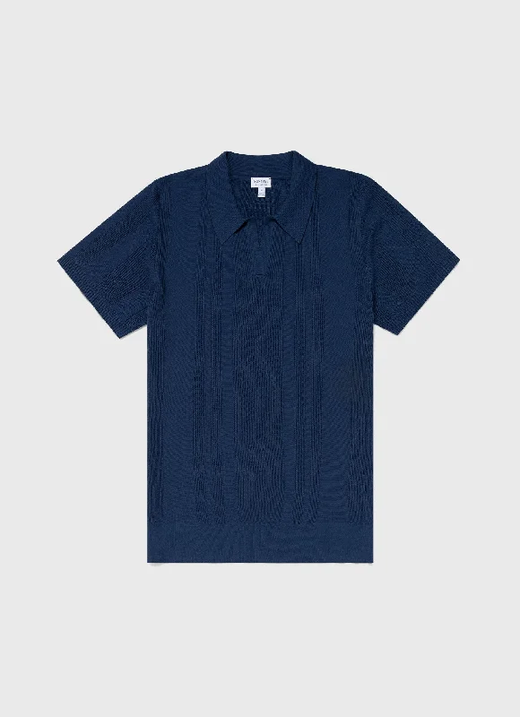 Soft Fabrics Men's Rib Knit Polo Shirt in Coast
