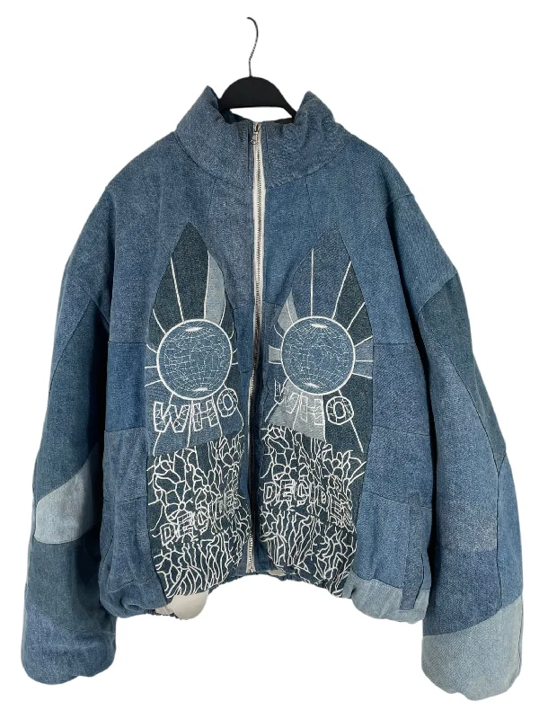 Soft Fabrics WHO DECIDES WAR/Denim Jkt/L/Denim/IDG/embroidered denim bomber