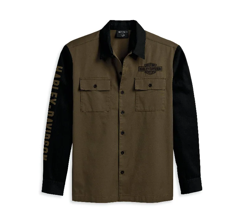 Modern Clothing Harley-Davidson Men's Mechanic Shirt - Colorblocked, Green - 96136-23VM Modern Clothing Harley-Davidson Men's Mechanic Shirt - Colorblocked, Green - 96136-23VM