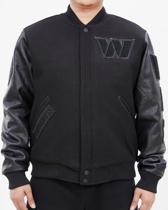 Simple Styles NFL WASHINGTON COMMANDERS TRIPLE BLACK WOOL MEN'S VARSITY JACKET (TRIPLE BLACK) Simple Styles NFL WASHINGTON COMMANDERS TRIPLE BLACK WOOL MEN'S VARSITY JACKET (TRIPLE BLACK)