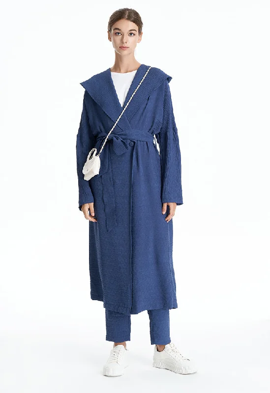 Summer Trends Texture Maxi Hoodie Jacket