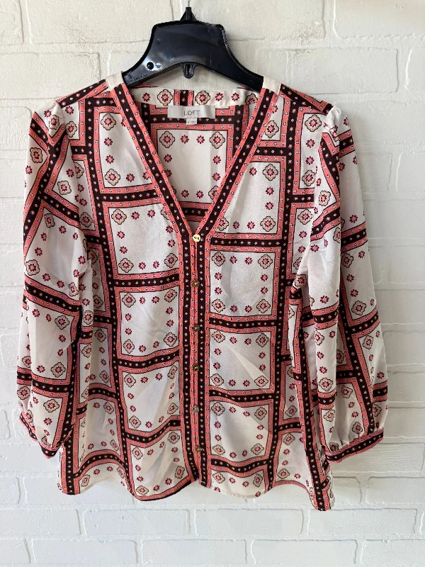 Street Outfit Top Long Sleeve By Loft In Black & Pink, Size: M