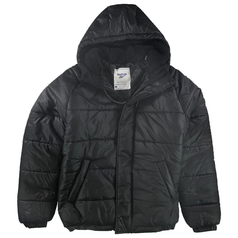 Fashion Tops Reebok Mens Classic Bomber Jacket, Black, Medium (Regular)