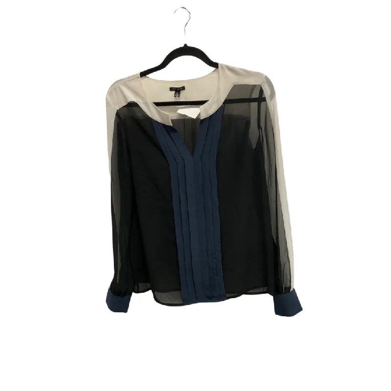 Modern Basics Top Long Sleeve By Ann Taylor In Black & Blue, Size: S