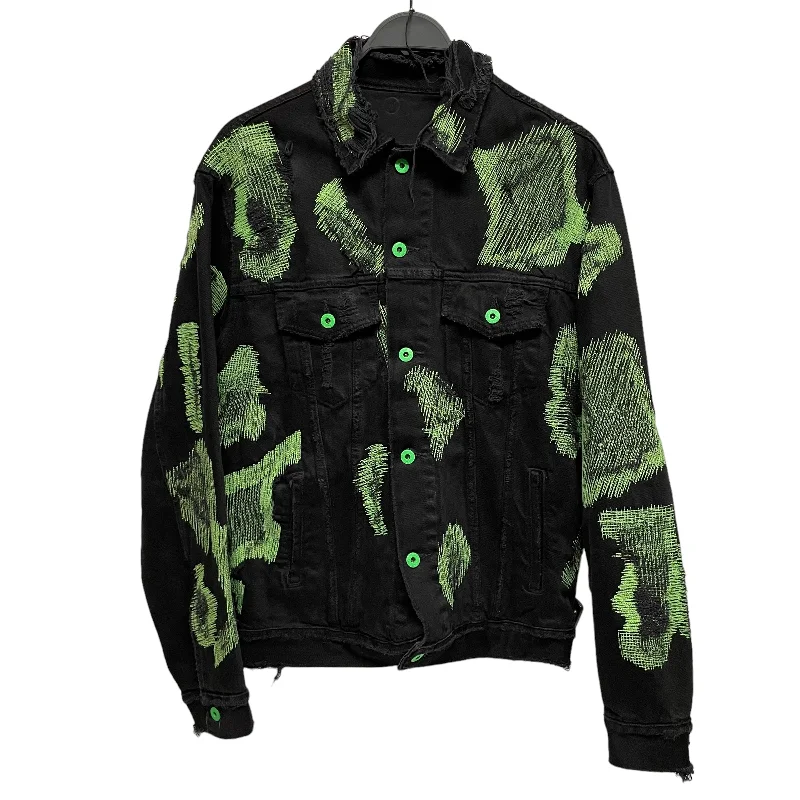 Smart Suits ENDLESS/Denim Jkt/XS/Cotton/BLK/GREEN STITCHING