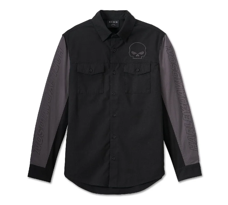 Casual Jackets Harley-Davidson Men's Willie G Skull Long Sleeve Button Shirt, Black - 96226-24VM Casual Jackets Harley-Davidson Men's Willie G Skull Long Sleeve Button Shirt, Black - 96226-24VM