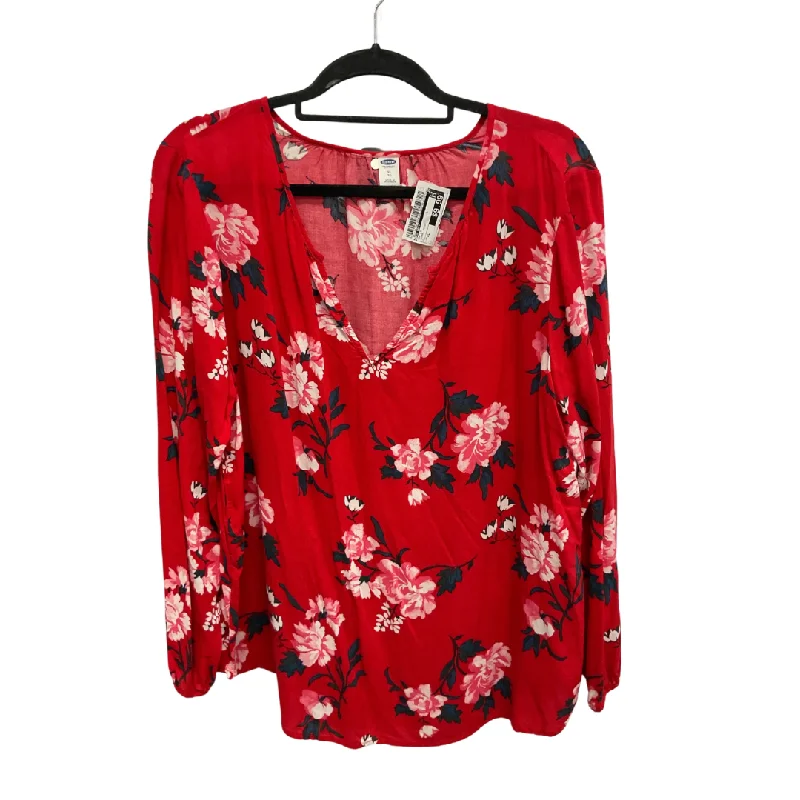 Casual Button-ups Top Long Sleeve By Old Navy In Floral Print, Size: Xl