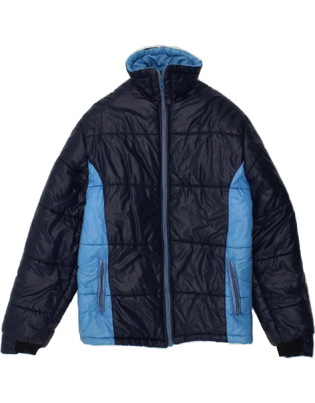 Cool Bottoms VINTAGE Mens Padded Jacket UK 36 Small Navy Blue Colourblock Polyamide