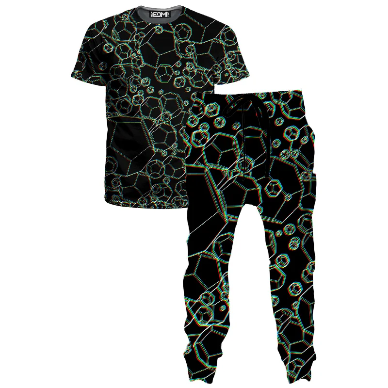 Soft Fabrics Dodecahedron Madness Glitch T-Shirt and Joggers Combo
