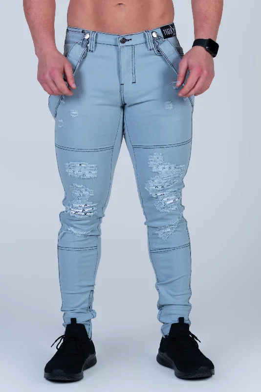 All-Season Wear HOWIE GREY JEAN with Holes & Backing