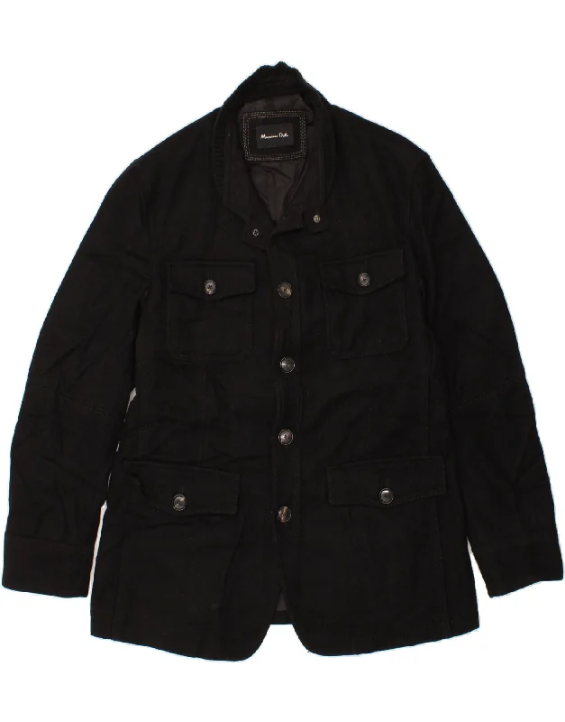 Winter Jackets MASSIMO DUTTI Mens Windbreaker Jacket UK 40 Large Black Wool