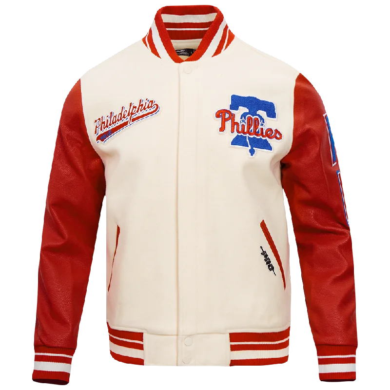 Daily Looks MLB PHILADELPHIA PHILLIES SCRIPT TAIL MEN'S RIB WOOL VARSITY (EGGSHELL/ RED)