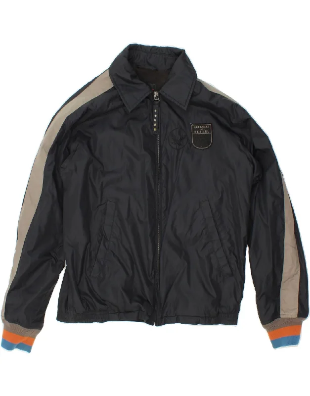 Relaxed Fit Clothing DIESEL Mens Bomber Jacket UK 38 Medium Navy Blue Nylon