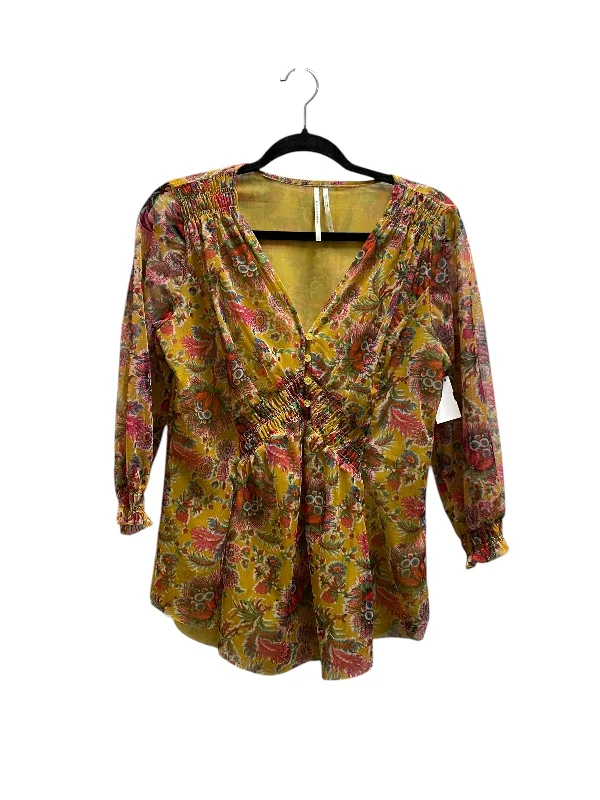 Chic Outfits Top Long Sleeve By Anthropologie In Yellow, Size: S